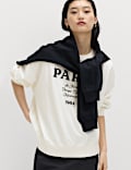 Pure Cotton Embroidered Slogan Sweatshirt
