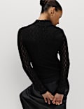 Cotton Blend Lace High Neck Top