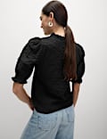 Cotton Rich Smocked Puff Sleeve Blouse