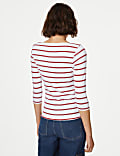 Pure Cotton Striped Slash Neck Slim Fit Top