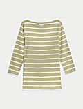Pure Cotton Striped Slash Neck Slim Fit Top