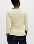 Pure Cotton Striped Slash Neck Slim Fit Top