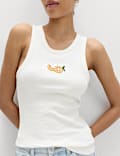 Cotton Rich Embellished Ribbed Vest