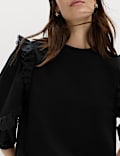 Cotton Rich Ruffle Sleeve Top