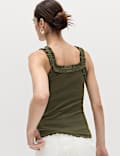 Cotton Rich Frill Strap Vest
