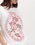 Oversized T-shirt van zuiver katoen met graphic