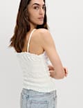 Cotton Rich Textured Square Neck Cami Top