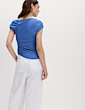 Asymmetric Mesh Drape Top