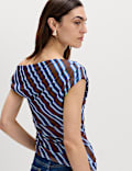 Asymmetric Mesh Drape Top