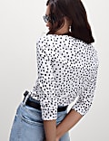 Pure Cotton Printed Slim Fit Slash Neck Top