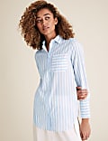 Pure Cotton Striped Longline Shirt