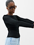 Long Sleeve Crew Neck Top With Wool