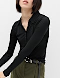Wool Touch Layering Slim Collared Polo Shirt