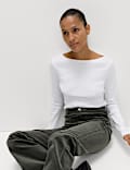 Pure Cotton Slash Neck Top
