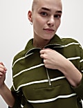 Cotton Rich Striped Half Zip Sweatshirt