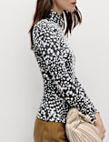 Funnel Neck Long Sleeve Slim Fit Top with Wool