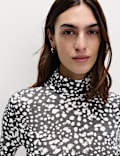 Funnel Neck Long Sleeve Slim Fit Top with Wool