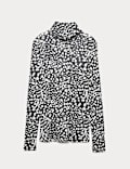 Funnel Neck Long Sleeve Slim Fit Top with Wool