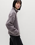 Borg Funnel Neck Half Zip Sweatshirt