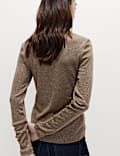 Sparkly Collared Button Detail Long Sleeve Top