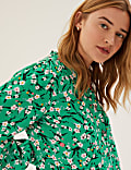 Printed V-Neck Long Sleeve Blouse