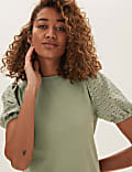 Pure Cotton Textured Short Sleeve Top