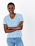 Pure Cotton Floral Straight Fit T-Shirt