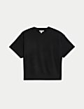 Cotton Rich Crew Neck Cropped Sweatshirt