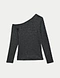 Cotton Rich Sparkly Asymmetric Neck Top