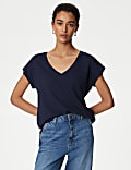 Cotton Rich V-Neck Relaxed Longline T-Shirt