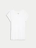 T-shirt coupe longue et décontractée en coton à col&nbsp;V