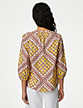 Pure Cotton Printed V-Neck Blouse