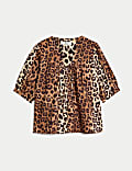 Μπλούζα με animal print και λαιμόκοψη V από 100% βαμβάκι