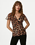 Τοπ με λαιμόκοψη V και animal print