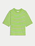 Pure Cotton Relaxed Striped Boxy T-Shirt