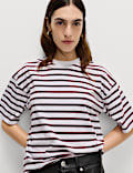 Pure Cotton Relaxed Striped Boxy T-Shirt