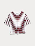 Pure Cotton Relaxed Striped Boxy T-Shirt