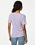 Linen Blend Striped V-Neck Top