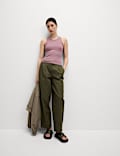 Cotton Rich Ribbed Scoop Neck Bra Vest Top