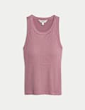 Cotton Rich Ribbed Scoop Neck Bra Vest Top