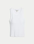 Cotton Rich Ribbed Scoop Neck Bra Vest Top