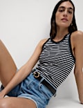Cotton Rich Striped Secret Support Vest