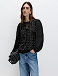 Studded Blouson Sleeve Blouse
