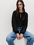 Studded Blouson Sleeve Blouse
