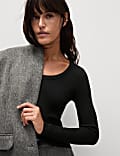 Cotton Rich Ribbed Scoop Neck Top