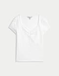 Cotton Rich Sweetheart Neck Slim Fit Top
