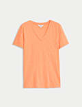 T-shirt van zuiver katoen met V-hals