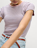 Cotton Rich Striped Ribbed T-Shirt