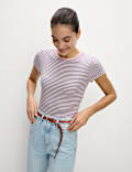 Cotton Rich Striped Ribbed T-Shirt