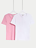 Pack de 2 camisetas 100 % algodón de corte estándar con cuello redondo